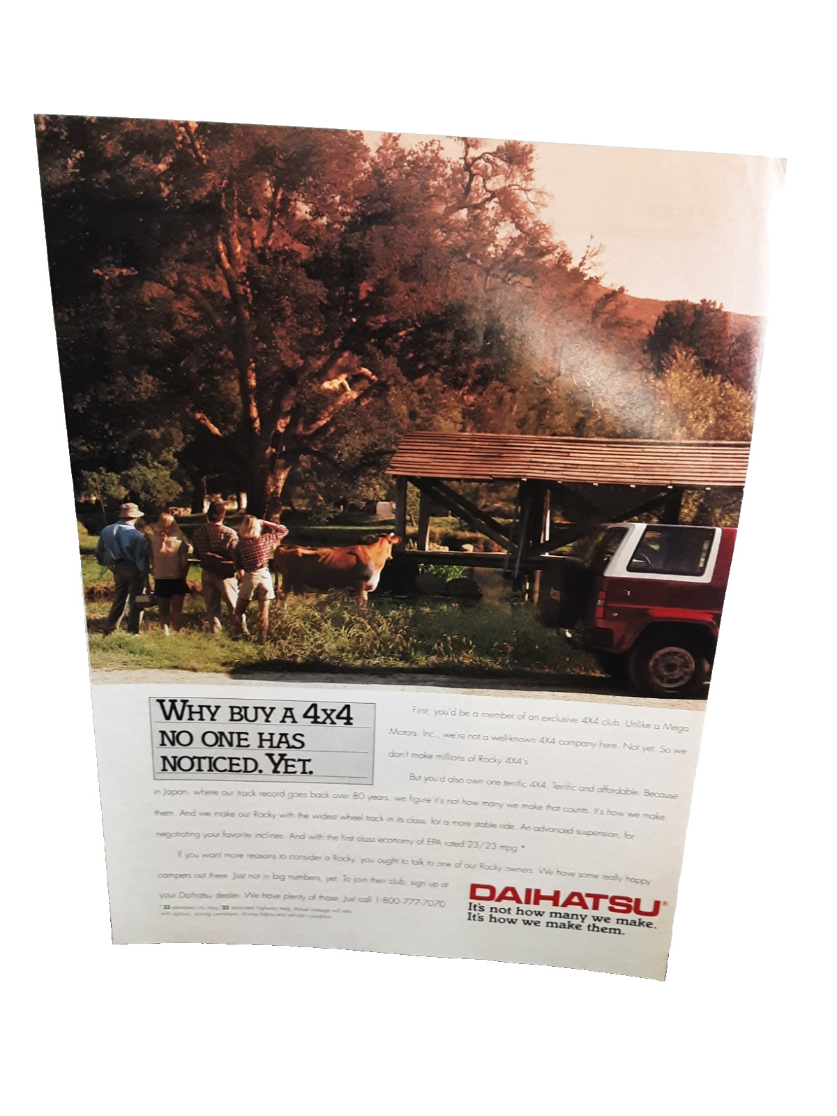 1991 Daihatsu Rocky 4×4 SUV Print Ad Vintage Off-Road Truck