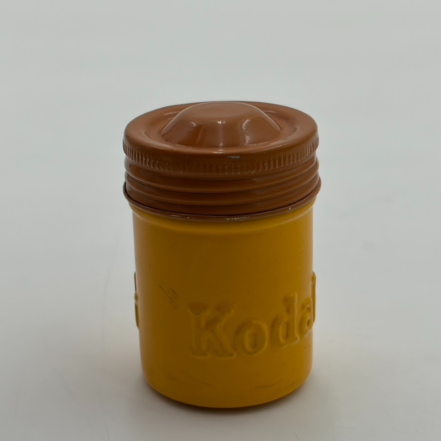 Vintage Kodak Yellow & Orange 35mm Metal Film Canister Tin Clean Storage Stash