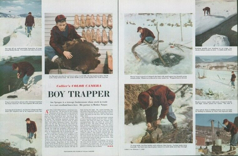 1953 Asa Sprague Boy Trapper Catskill Mountains NY Color Camera Vtg Story C8