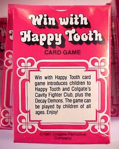 Colgate Toothpaste Game Happy Tooth Kids Card 10 Decks 1981 Cavity Fighter Club