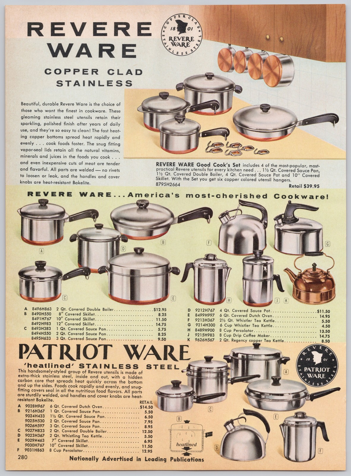 1960s Vintage Magazine Print Ad Revere Ware Club Aluminum Cookware Kitchen