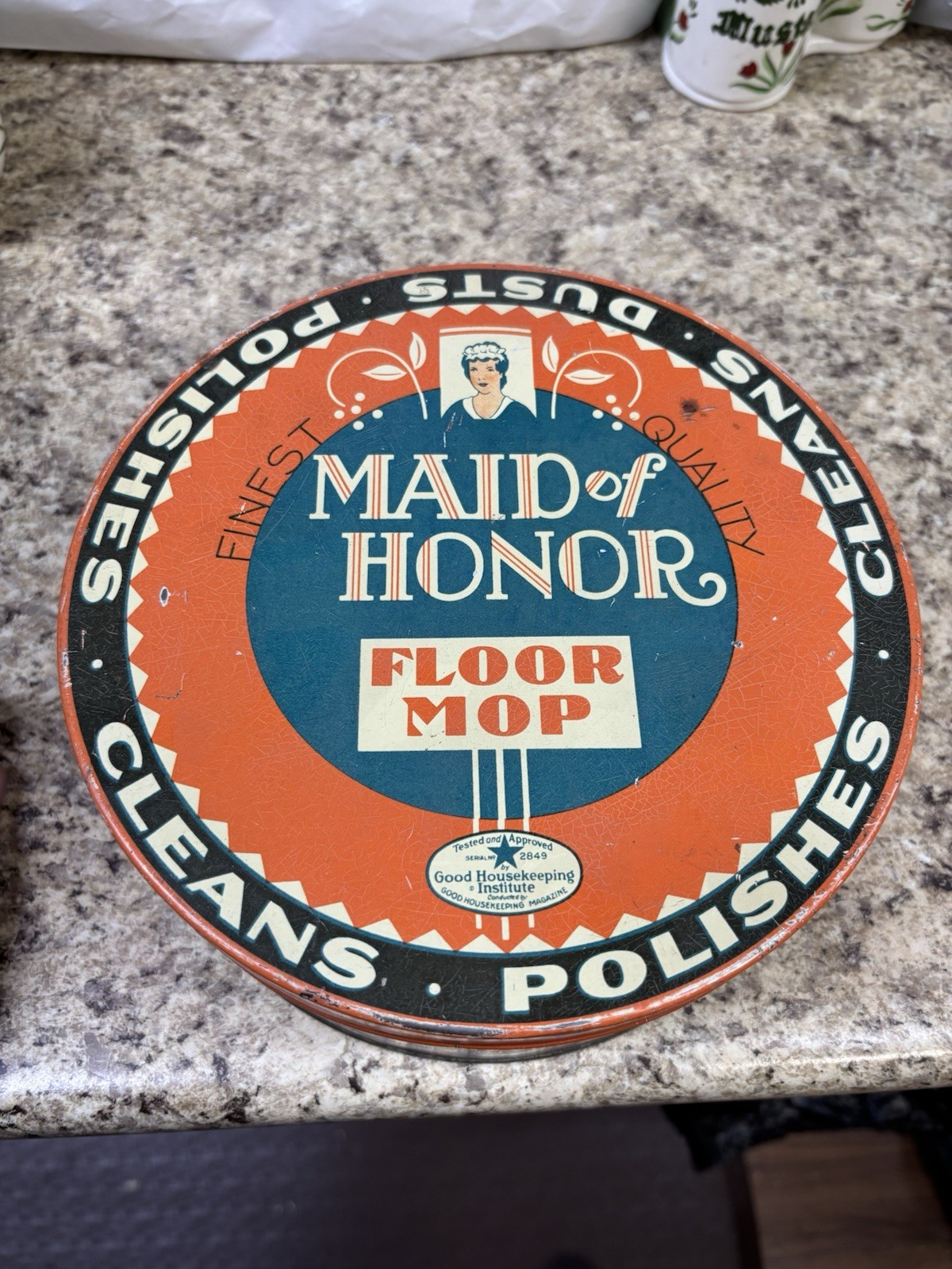 Vintage Original MAID of HONOR Floor Mop Tin Heeken Can Co. Cincinnati, Ohio