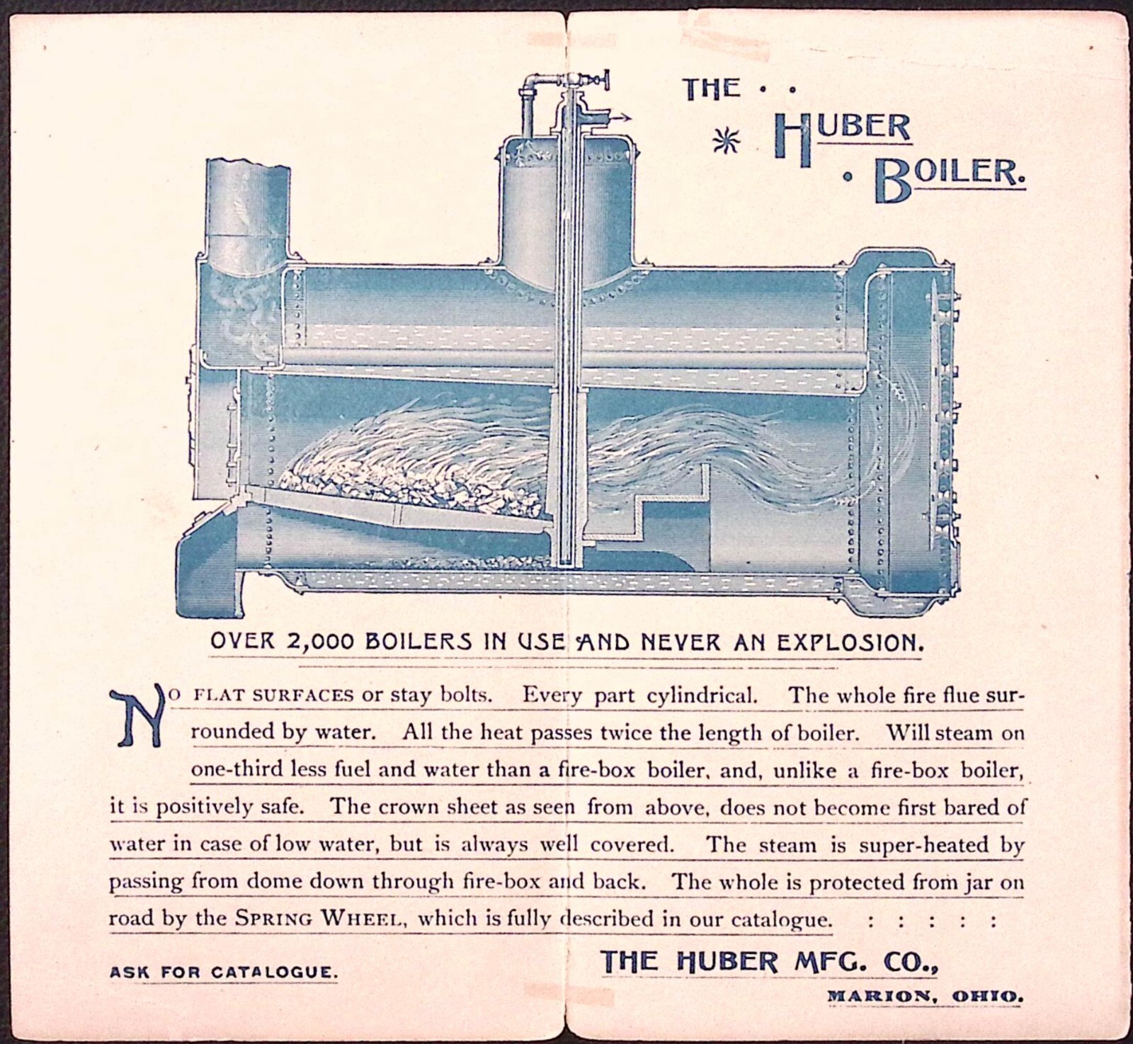 1880s HUBER ENGINE Farm THRESHER Advertise 2 Panel Folding Trade Card MARION OH