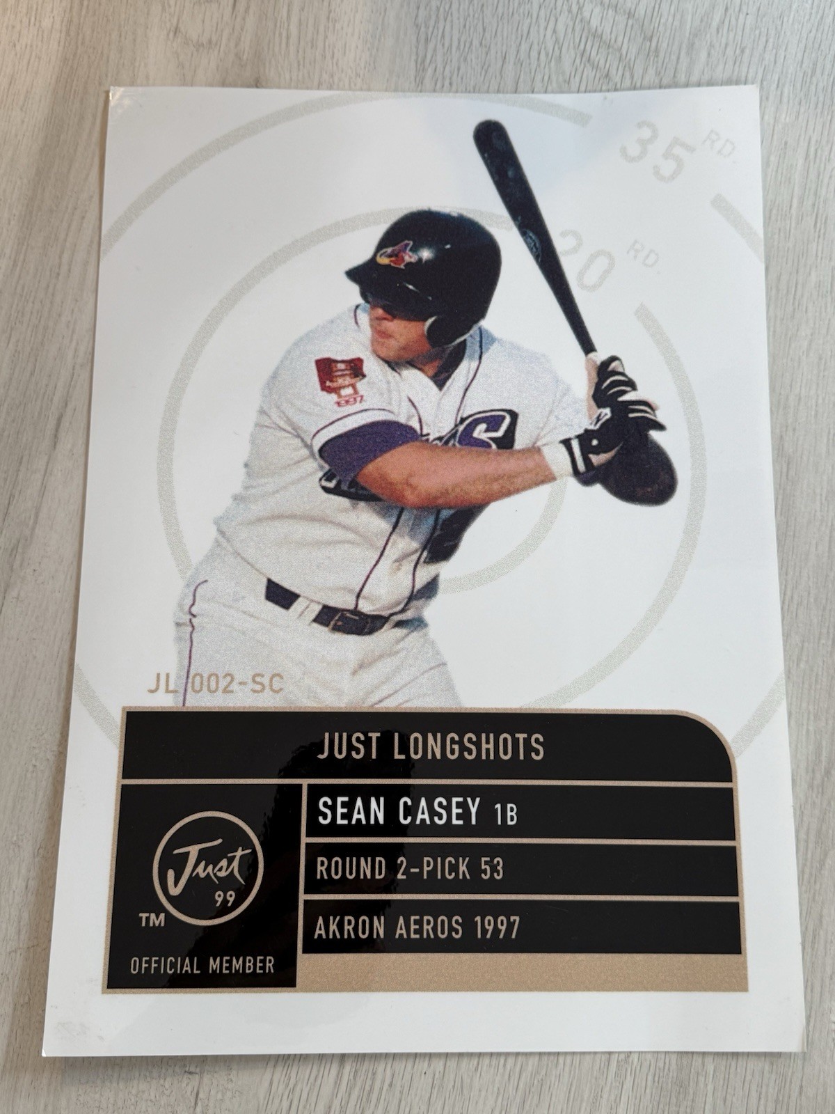 RARE 1997 Sean Casey Just Minors Laminate Advertising Display Akron Aeros 11X15