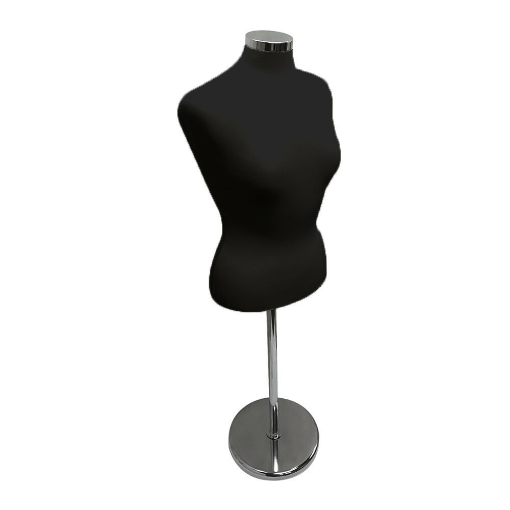 Black – Adjustable Female Mannequin Blouse Form Neck Block With Chrome Base