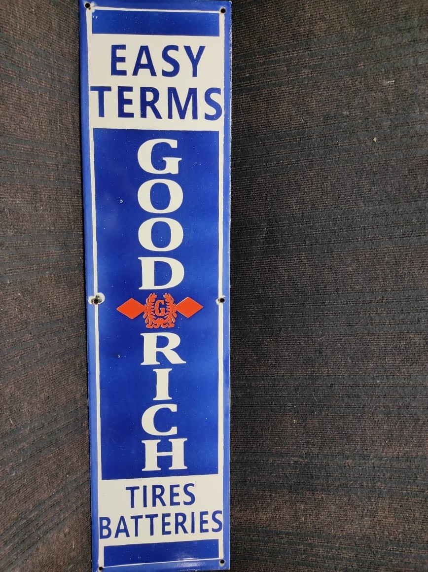 Porcelain Goodrich Tires Enamel Metal Sign Plate Size 40″ x 10″ Inches