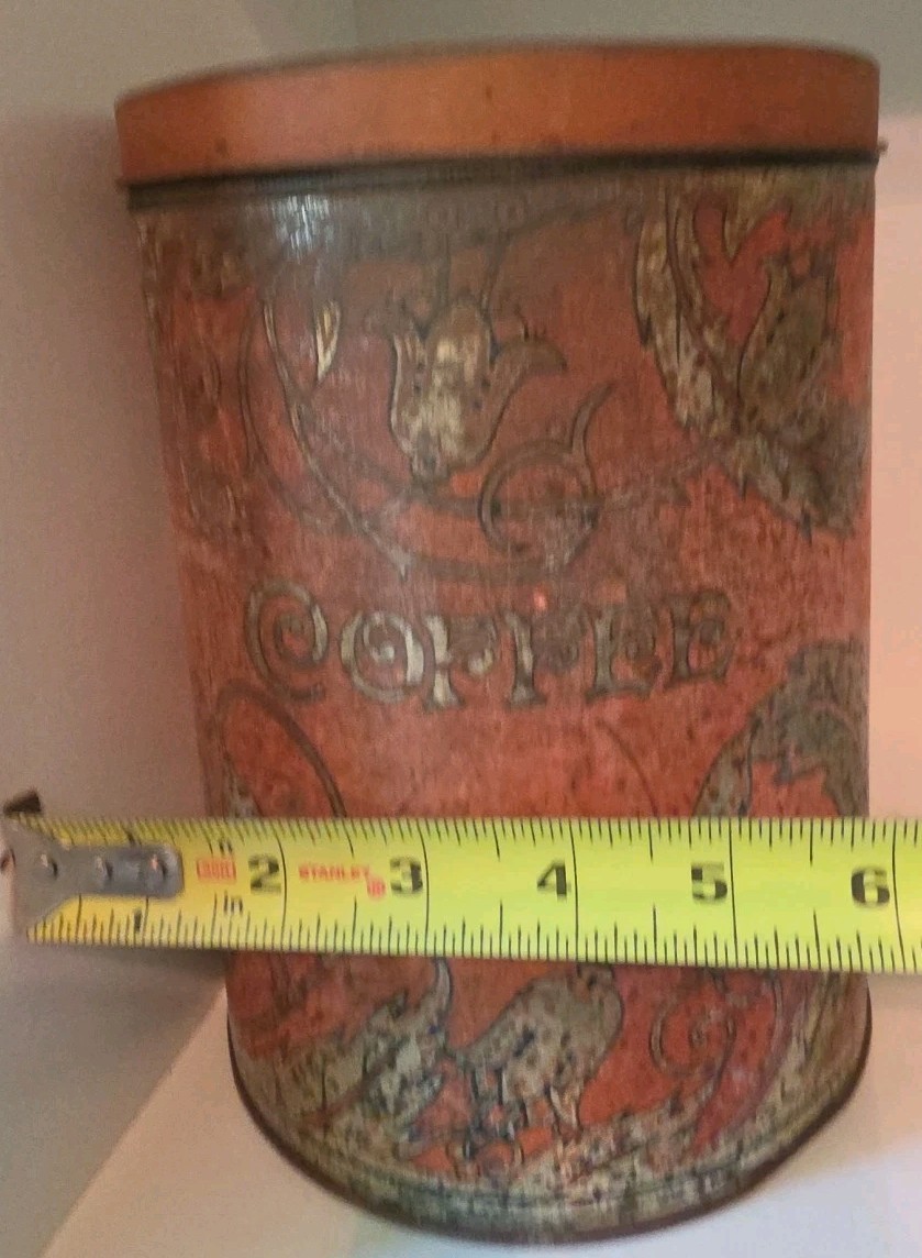 Antique Art Nouveau Cook Coffee Tin Distressed Sunlite Tindeco Rustic READ