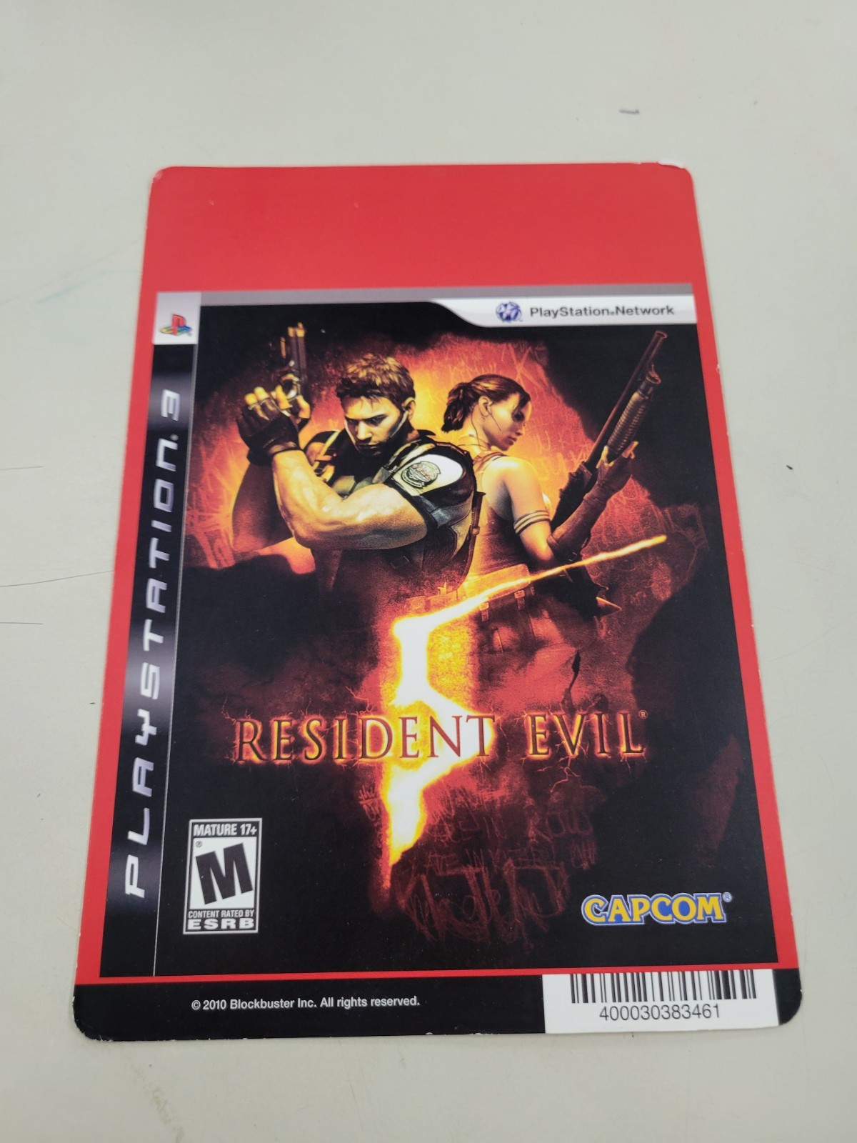 Resident Evil 5 PS3 Blockbuster BACKER CARD NO GAME Capcom Playstation 3