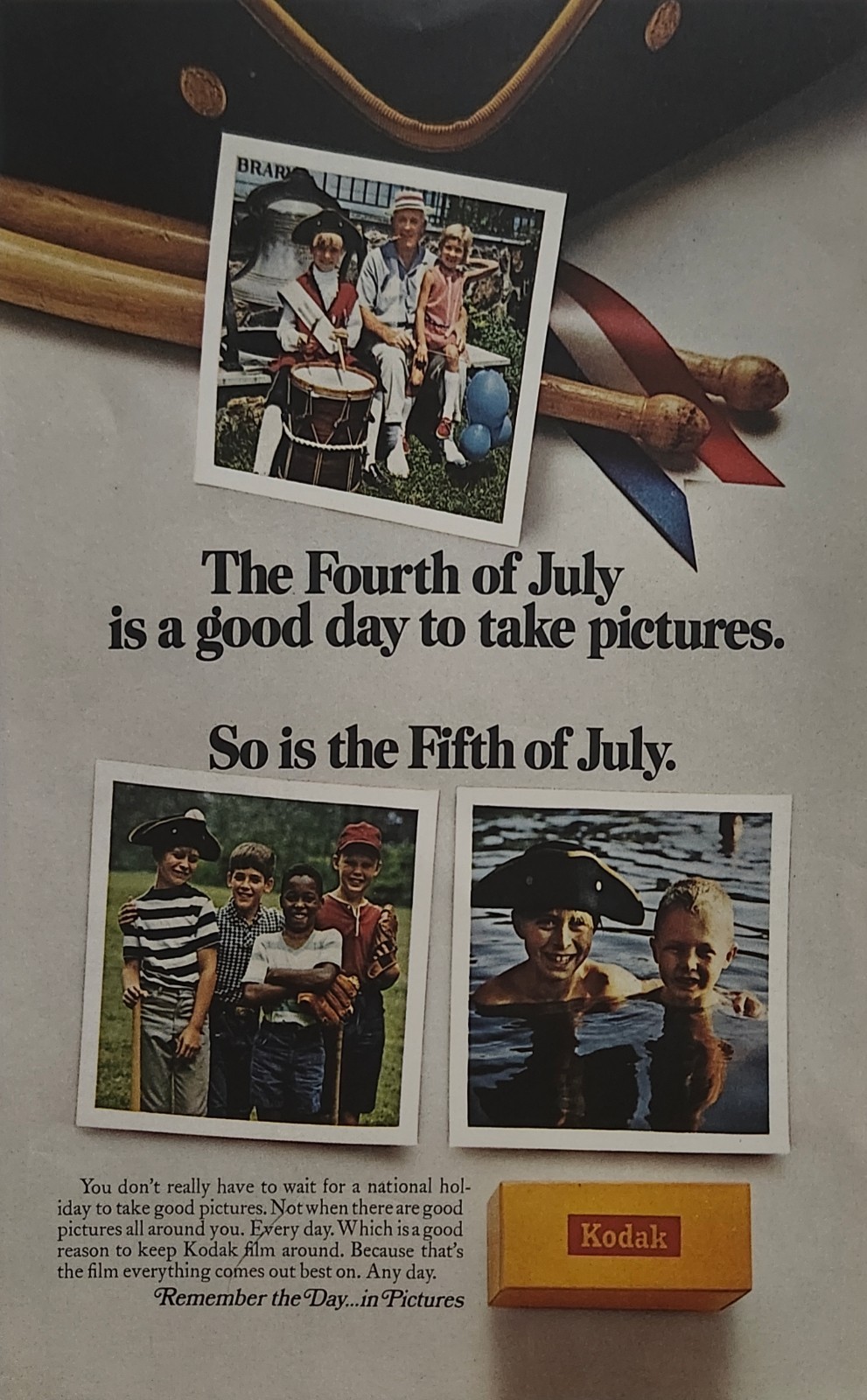 1969 Kodak 4th of July Magazine Ad Family Photos Lake Camp 1960s Mid-Century