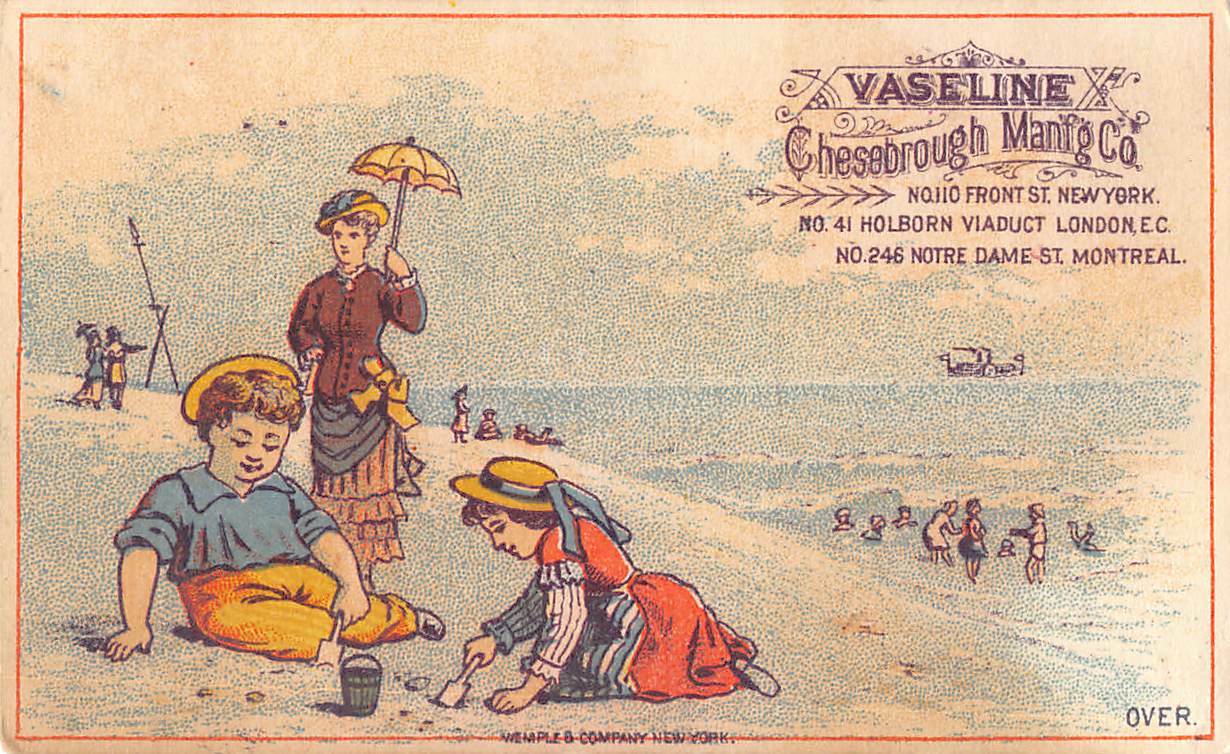 Victorian Trade Card 1880s Chesebrough Manfg Co Vaseline New York Beach VTC-i9