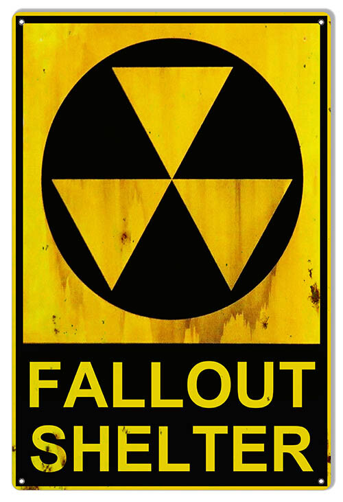 FALLOUT SHELTER COLD WAR 18″ HEAVY DUTY USA MADE METAL NUCLEAR EMERGENCY SIGN