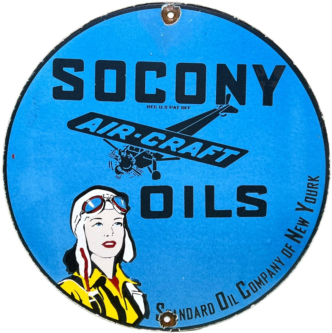 VINTAGE STANDARD SOCONY OILS PORCELAIN SIGN GAS STATION PUMP PLATE GASOLINE