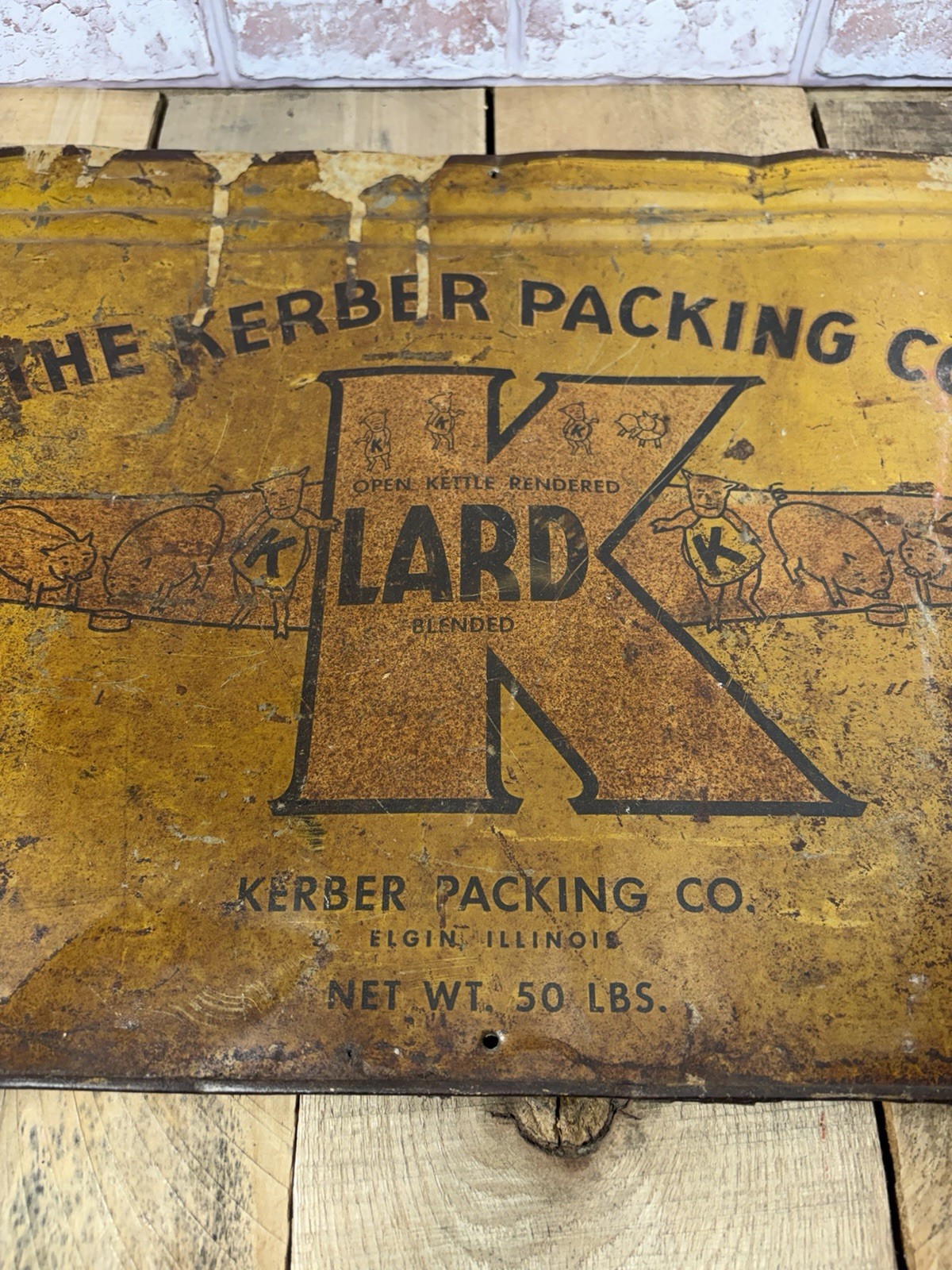 Vintage Kerber Packing Co K Lard 50 Lb Tin Wrap Sign – Great Pig Graphics