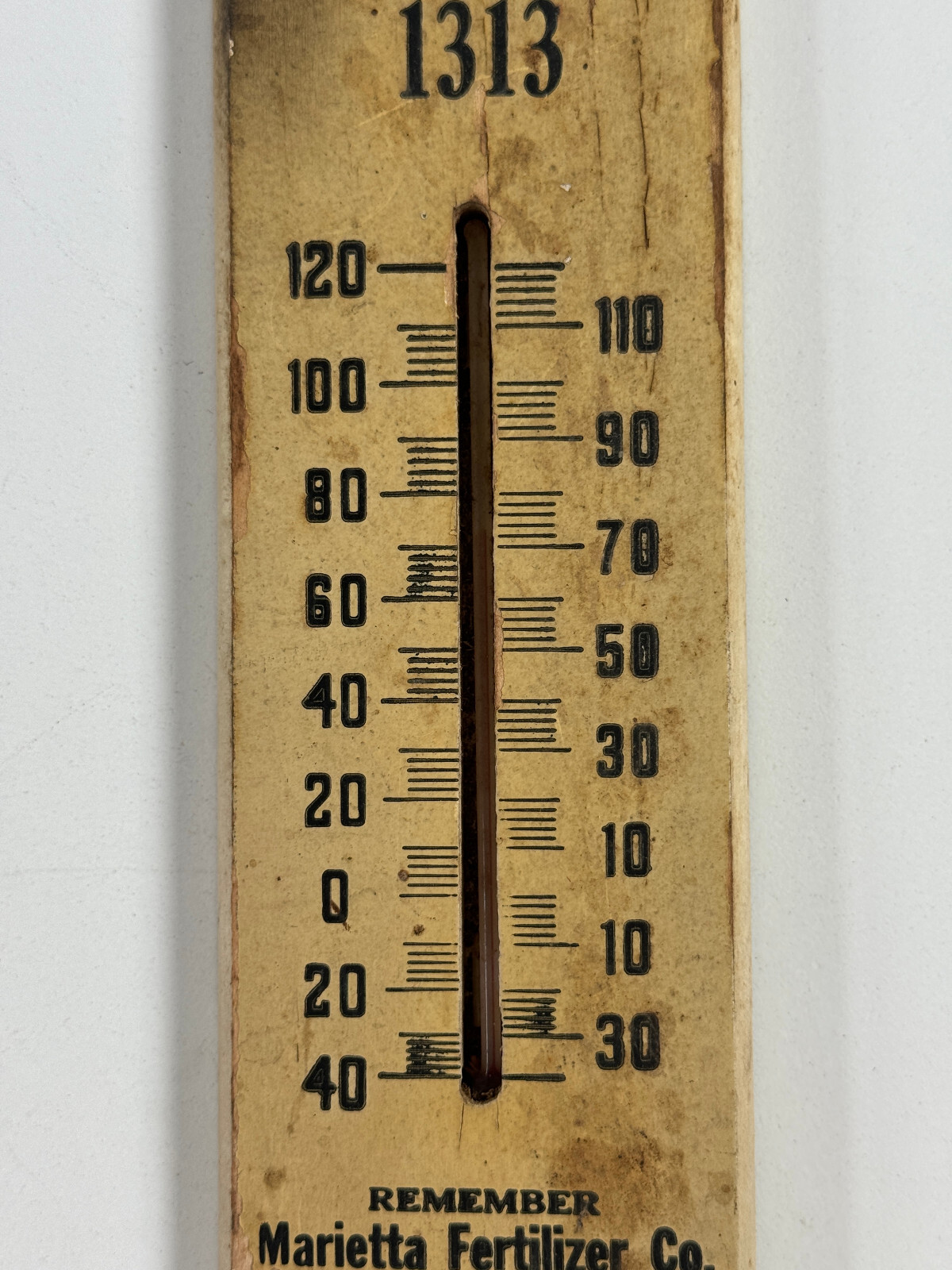 Antique Marietta Fertilizer Advertising Wood Thermometer OHIO dead
