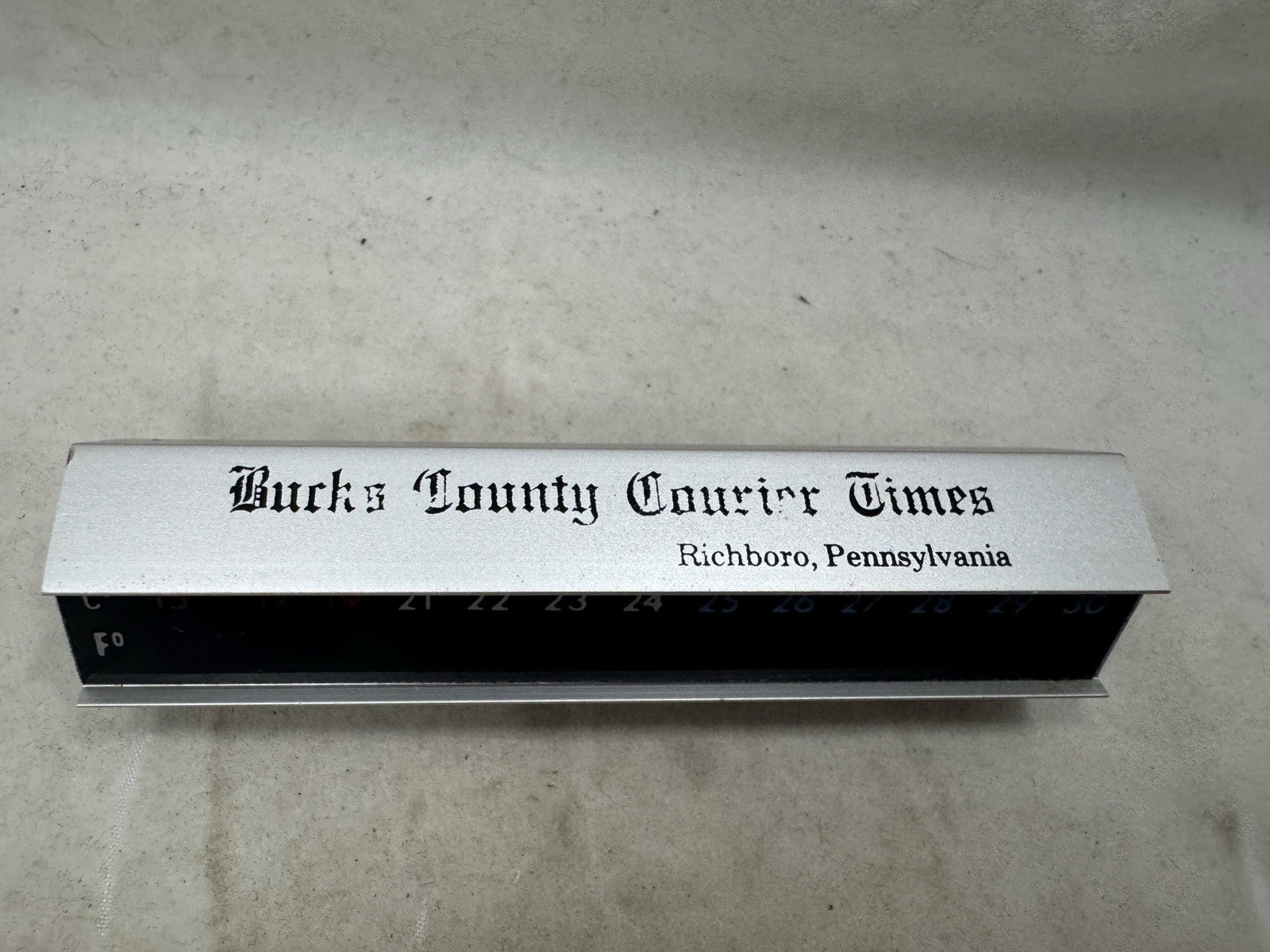 Vintage 1980’s Bucks County Courier Times~ Paperweight Thermometer RichBoro PA