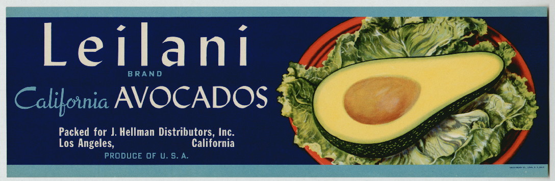 LEILANI Vintage Avocado Fruit Crate Label, ***AN ORIGINAL FRUITCRATE LABEL***