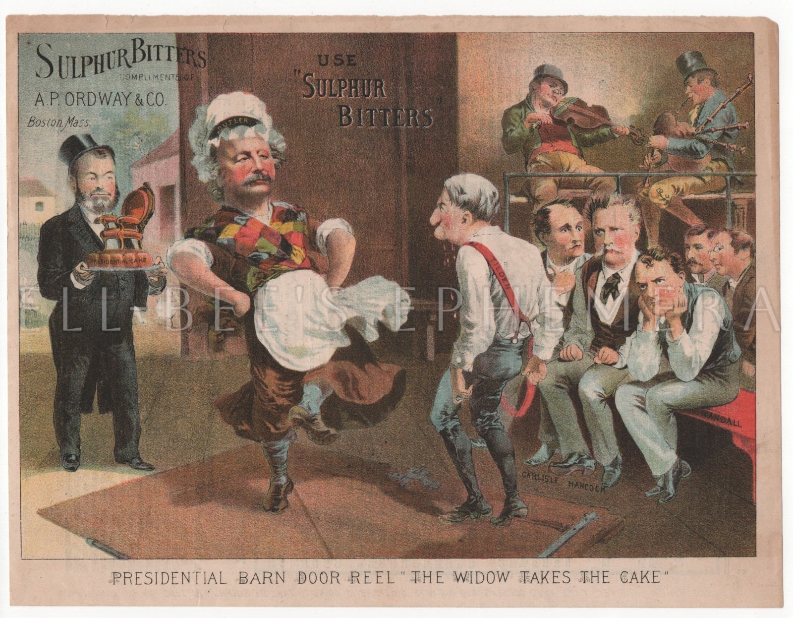 Sulphur Bitters A.P. Ordway Presidential Barn Door Reel The Widow Takes The Cake