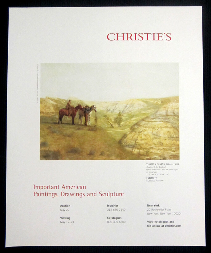 Thomas Eakins art Christie’s print ad 2003