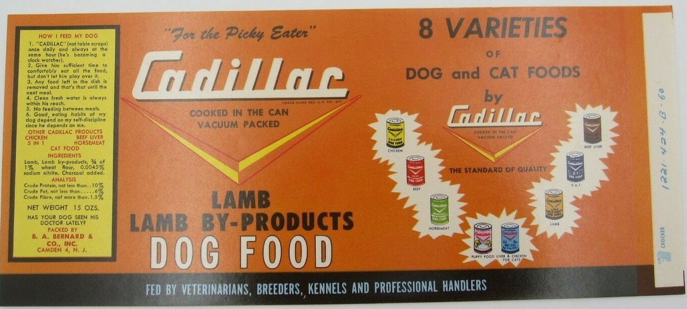 VTG NOS 8 Varieties of Dog/Cat Foods Lamb By Product Can Label