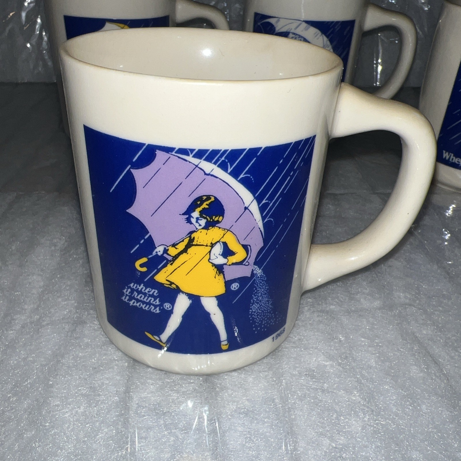 Vintage MORTON SALT Japan Made Coffee Cups + Creamer Sugar -7-Piece Set