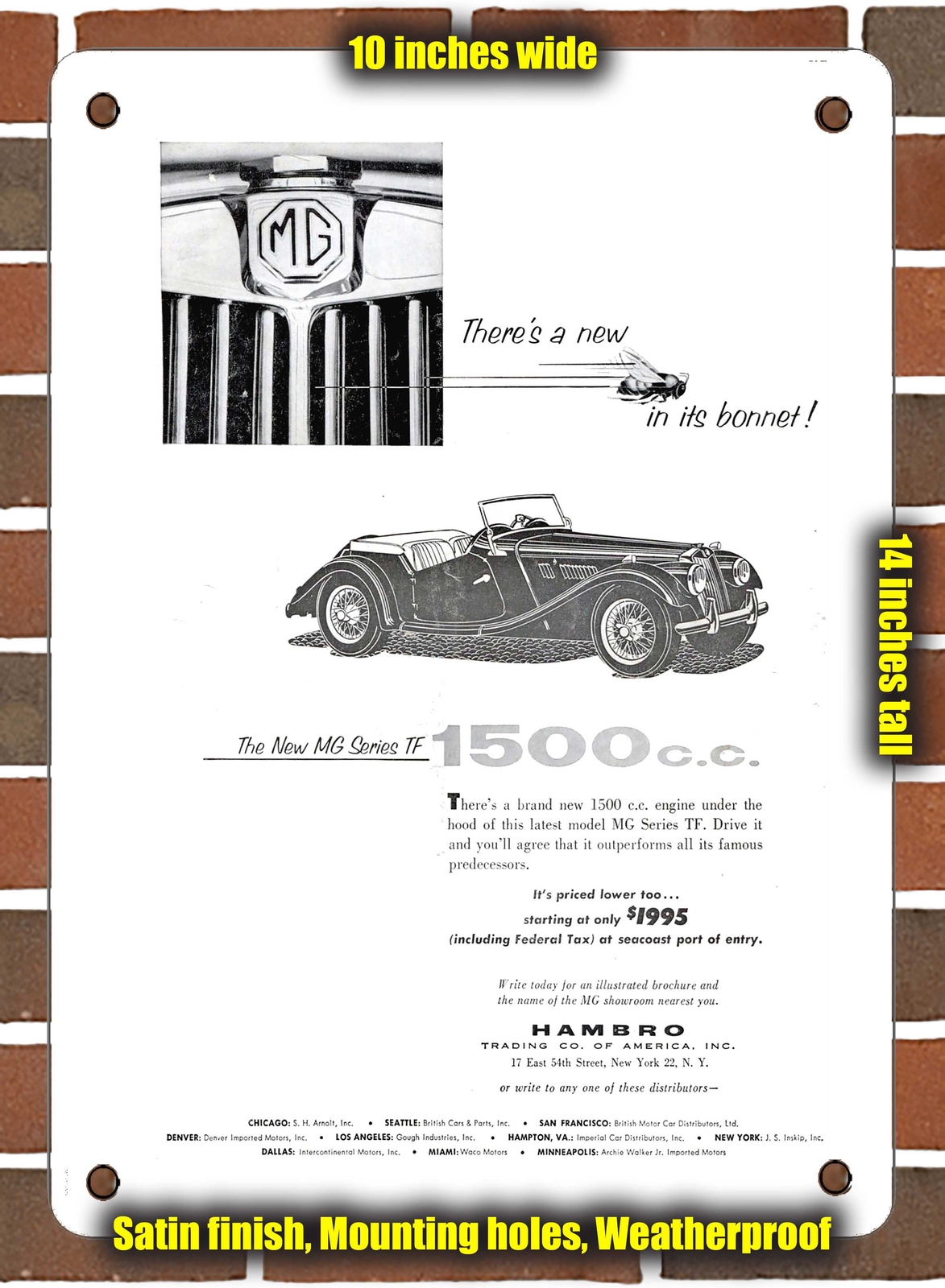 METAL SIGN – 1954 MG Series TF – 10×14 Inches