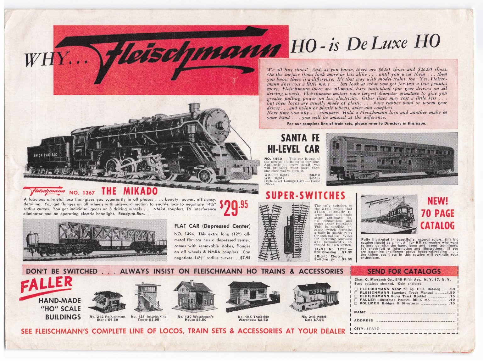 Fleischmann HO Scale Model Train Magazine Ad 1950s Union Pacific Santa Fe