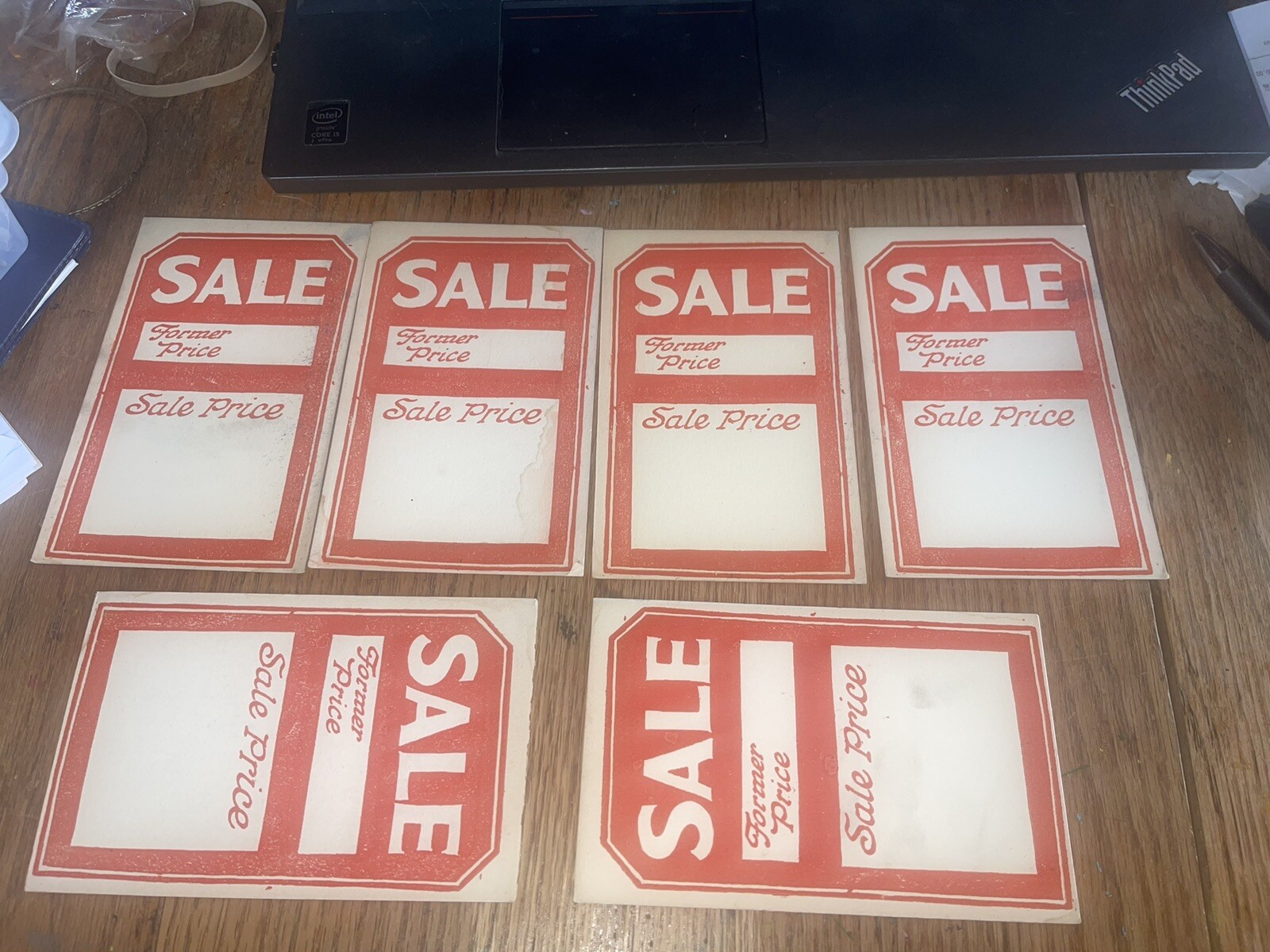 6 Vintage Cardboard Sale Tags General Store Display Unused