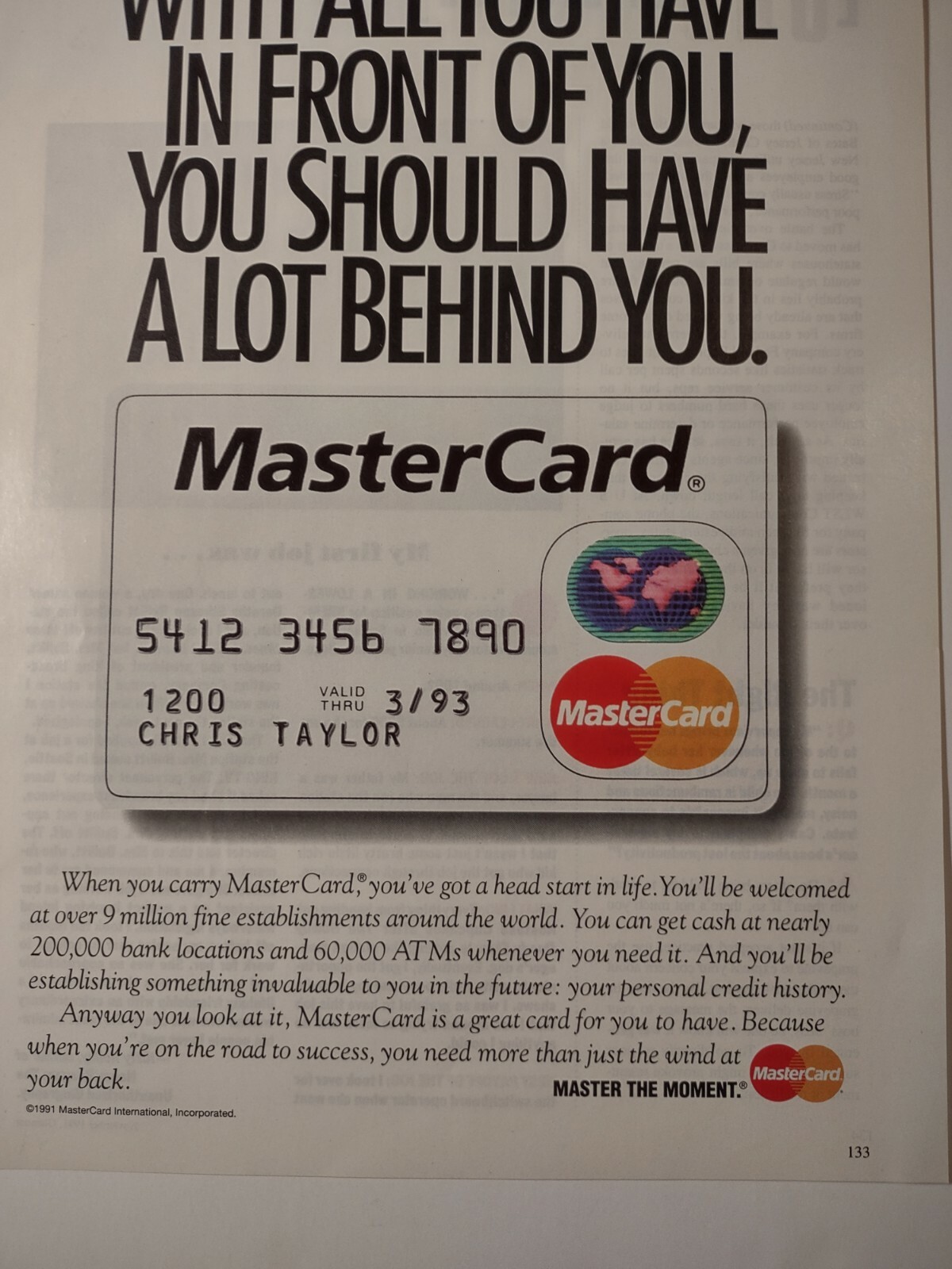 Vintage 1990s Print Ad Mastercard With All You Have In Front of You
