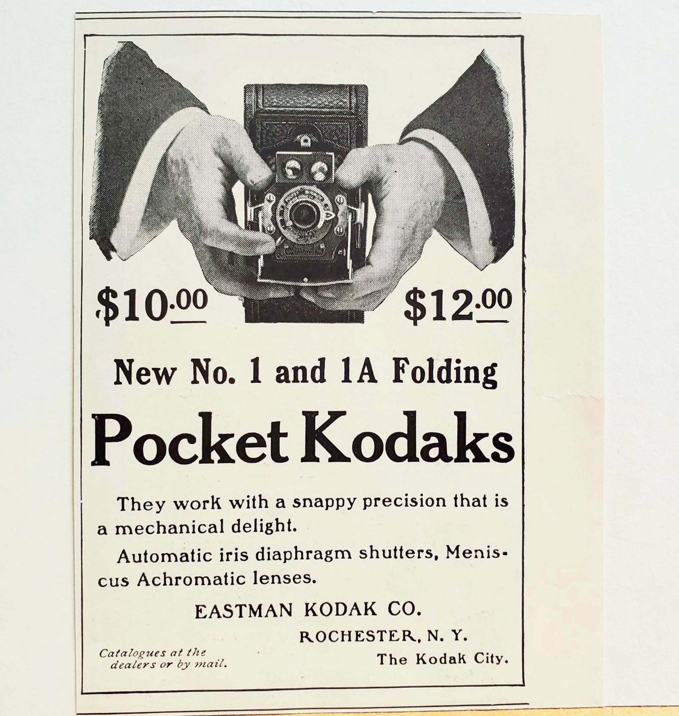 1905 Kodak Folding Pocket Camera No 1 & 1A Angler’s Co. CT Fishing Rods Photo AD