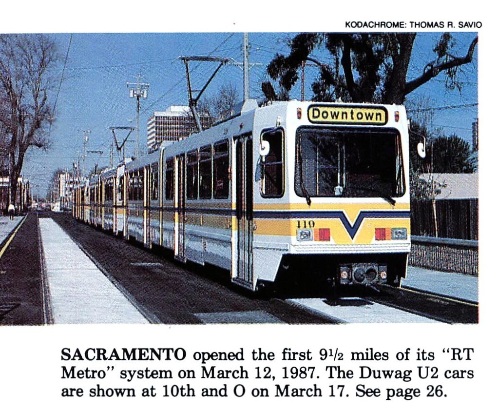 Sacramento RT Metro Light Rail Downtown Train 3.5 x 2.75″ Vintage Magazine Image