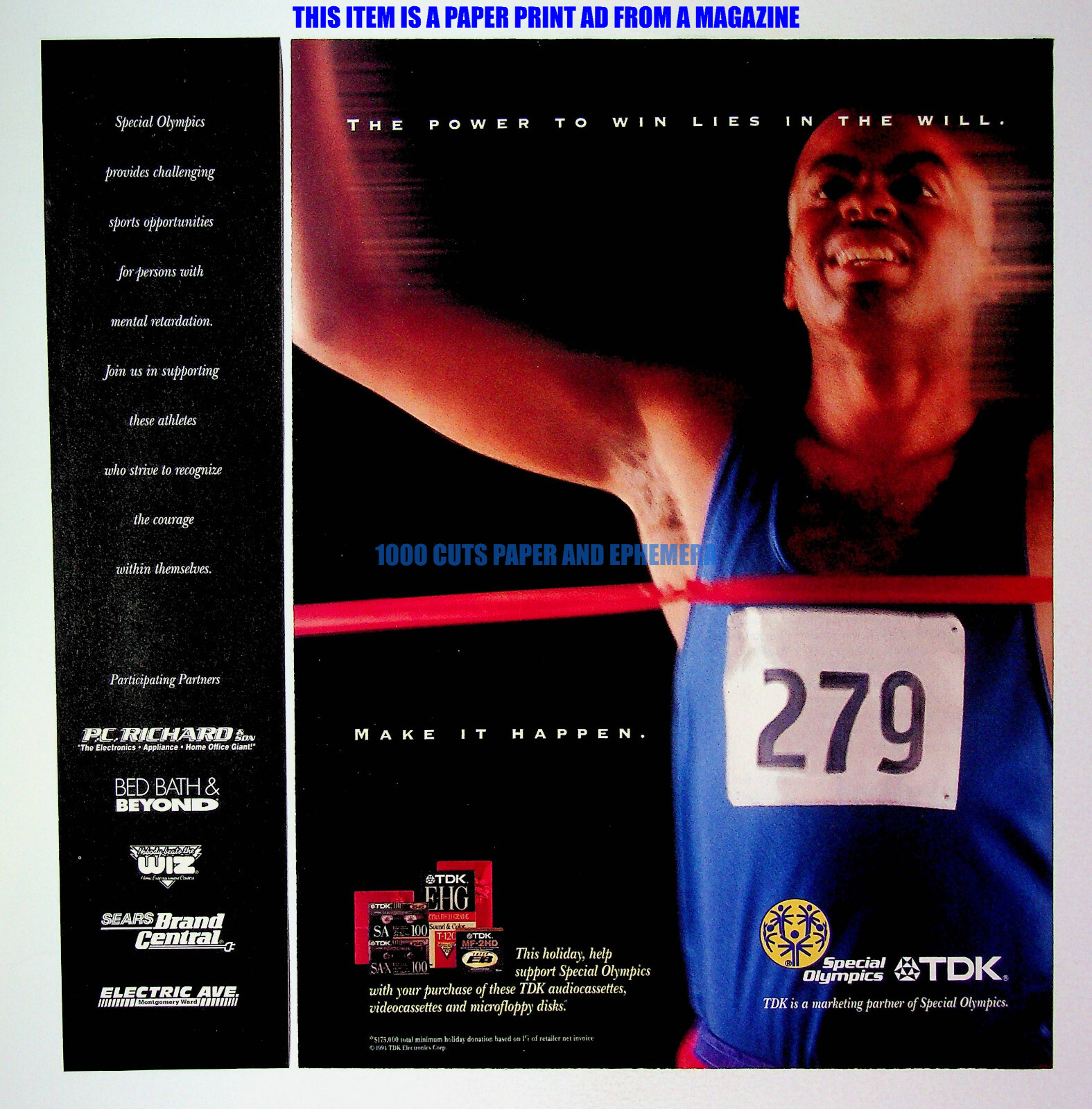 TDK Cassettes VHS Floppy Disks 1994 Special Olympics Print Magazine Ad Poster