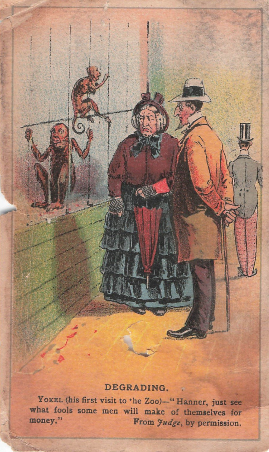 Arbuckles Ariosa Coffee Antique Victorian Trade Card 1880’s N.Y. Monkeys At Zoo