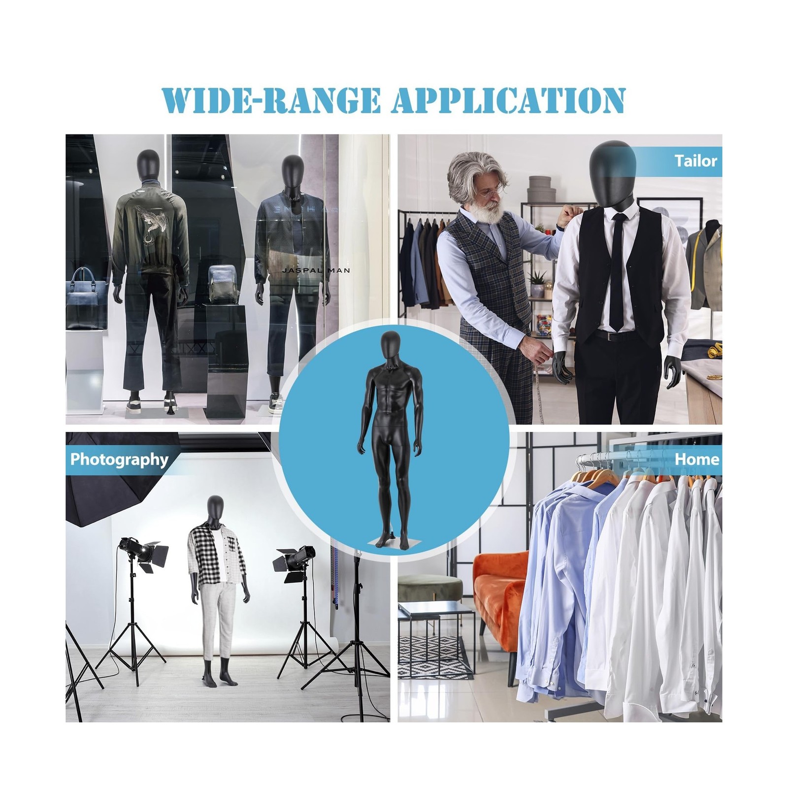 Male Mannequin Full Body with Adjustable Head, Flexible Limbs 73″ Detachable …