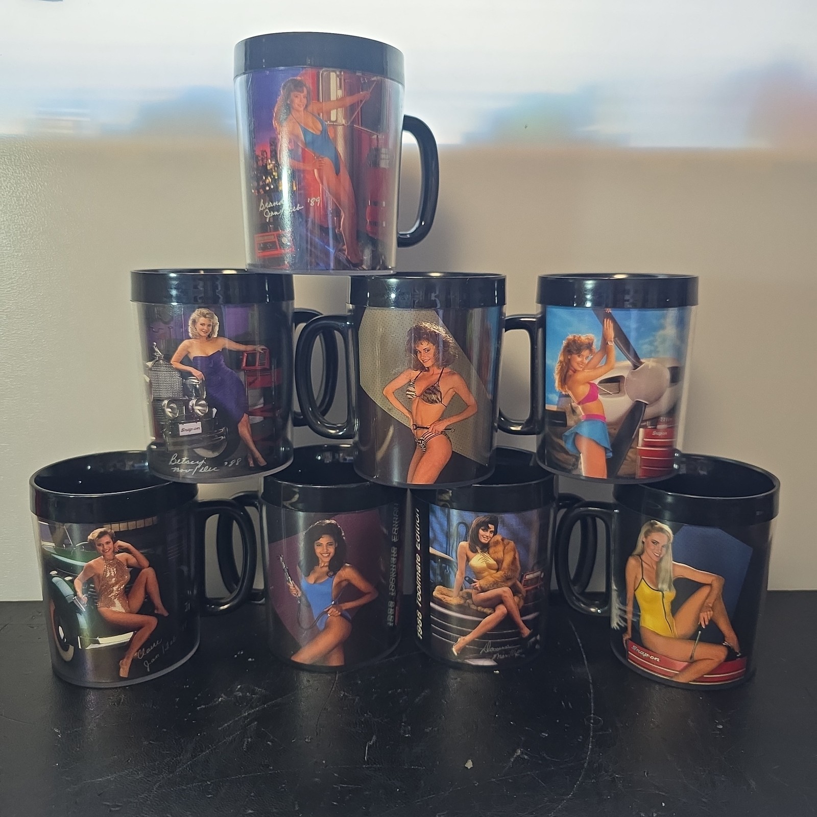 SNAP ON 1989 TOOLS LIMIT EDITION PIN-UP GIRLS THERMO 6pc MUG SET Of 8 PC