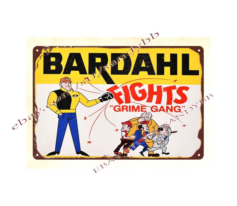 Bardahl Fights Grime Gang metal tin sign interior design for living room