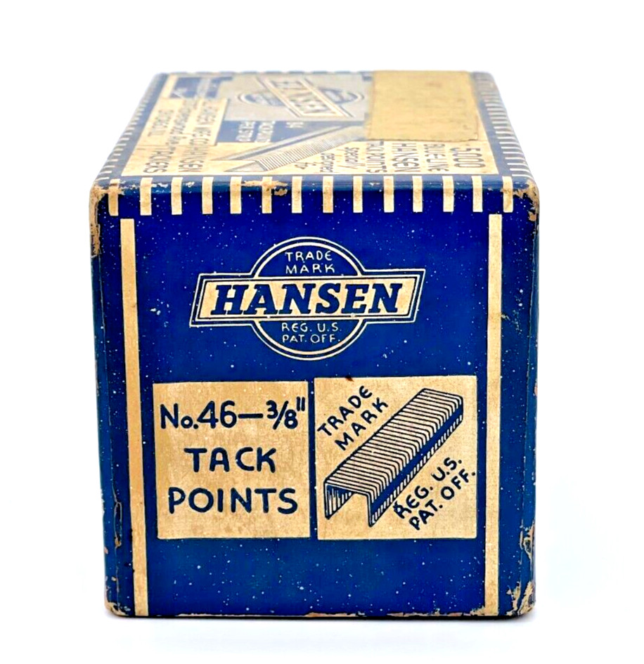 Hansen Tack Point Box few Tack Points included Blue Vintage Collectable Box