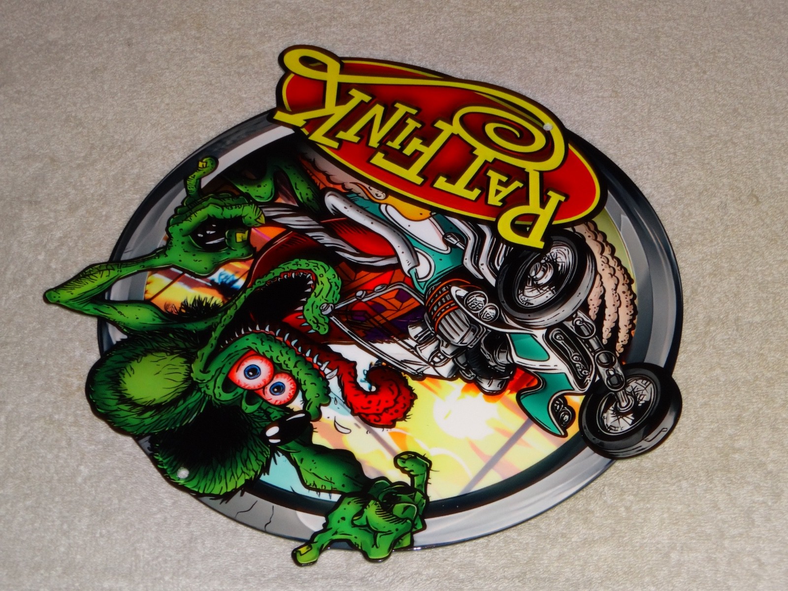 VINTAGE RATFINK DRIVES CUSTOM ROADSTER HOT ROD METAL GASOLINE OIL RAT FINK SIGN!