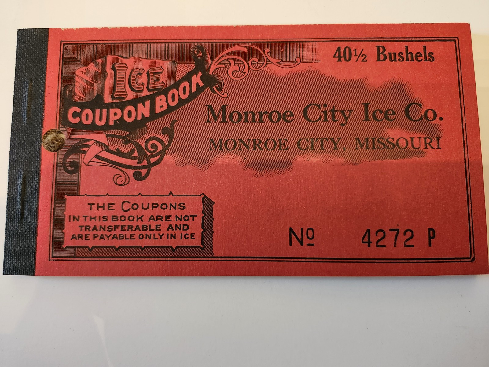 Vintage Monroe City Ice Co – Ice Coupon Book – Missouri Advertising Paper