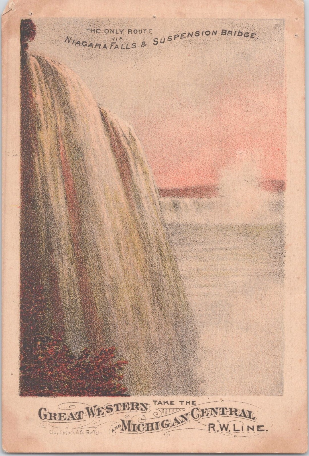Great Western & Michigan Central Railway Line – Antique Victorian Trade Card Map