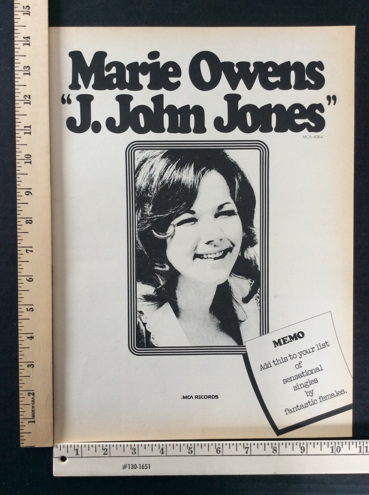 Rare Orig VTG 1973 Marie Owens J. John Jones MCA Poster Style Music Ad Art Print