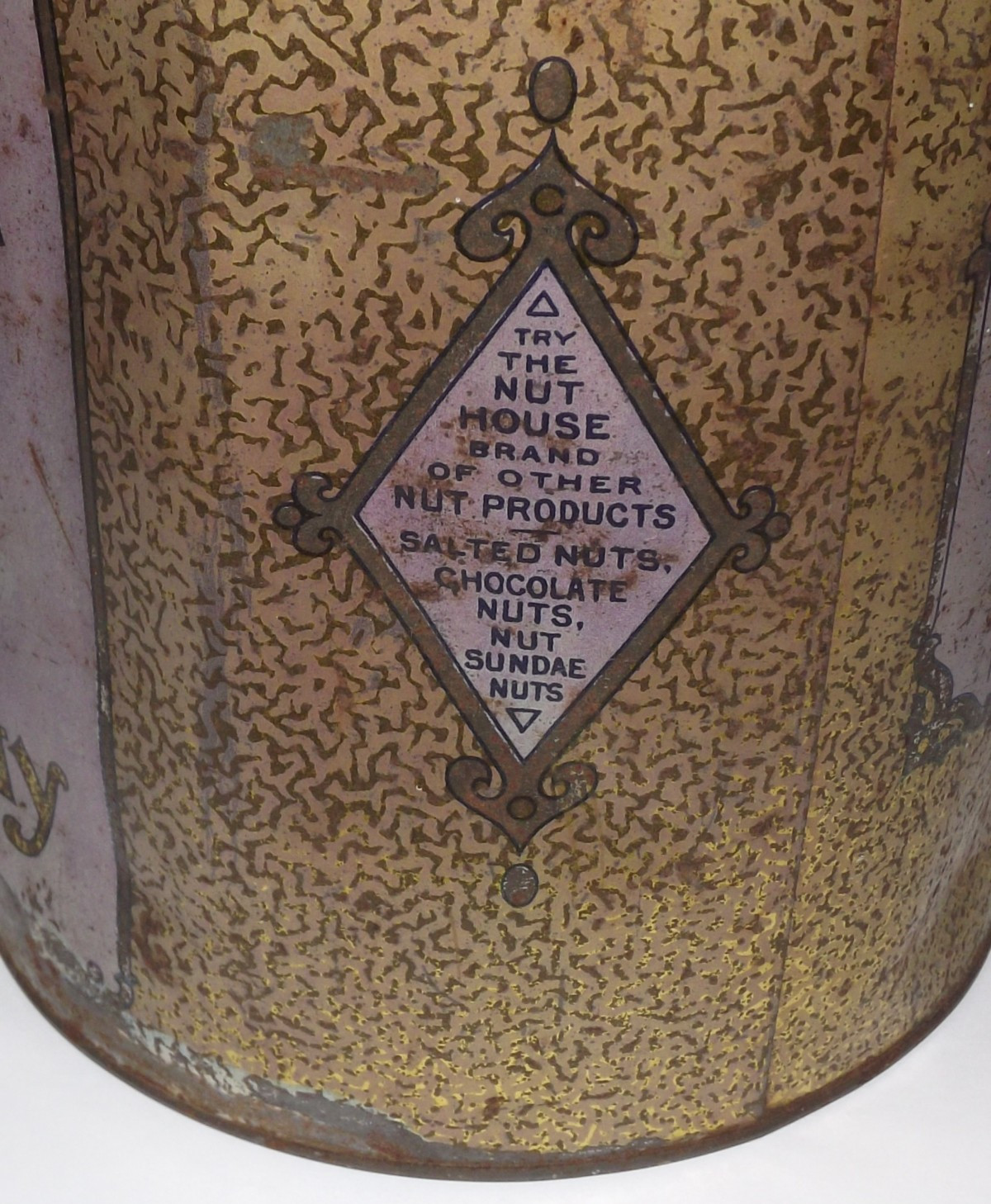 Vintage The Nut House Salted Almonds Empty Tin Lynn Mass. U.S.A.