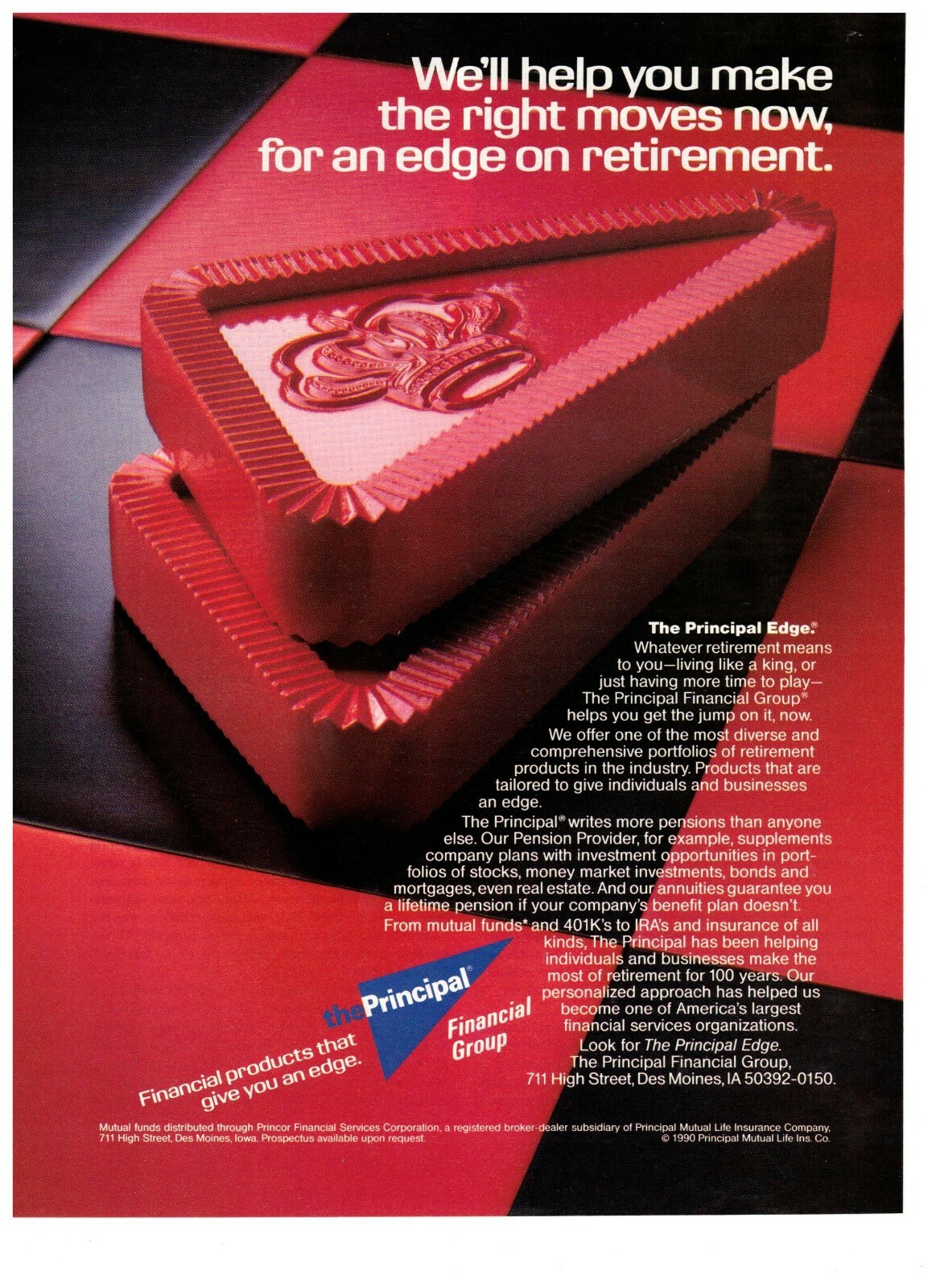 1990 Principal Financial Group Checkerboard Vintage Print Advertisement
