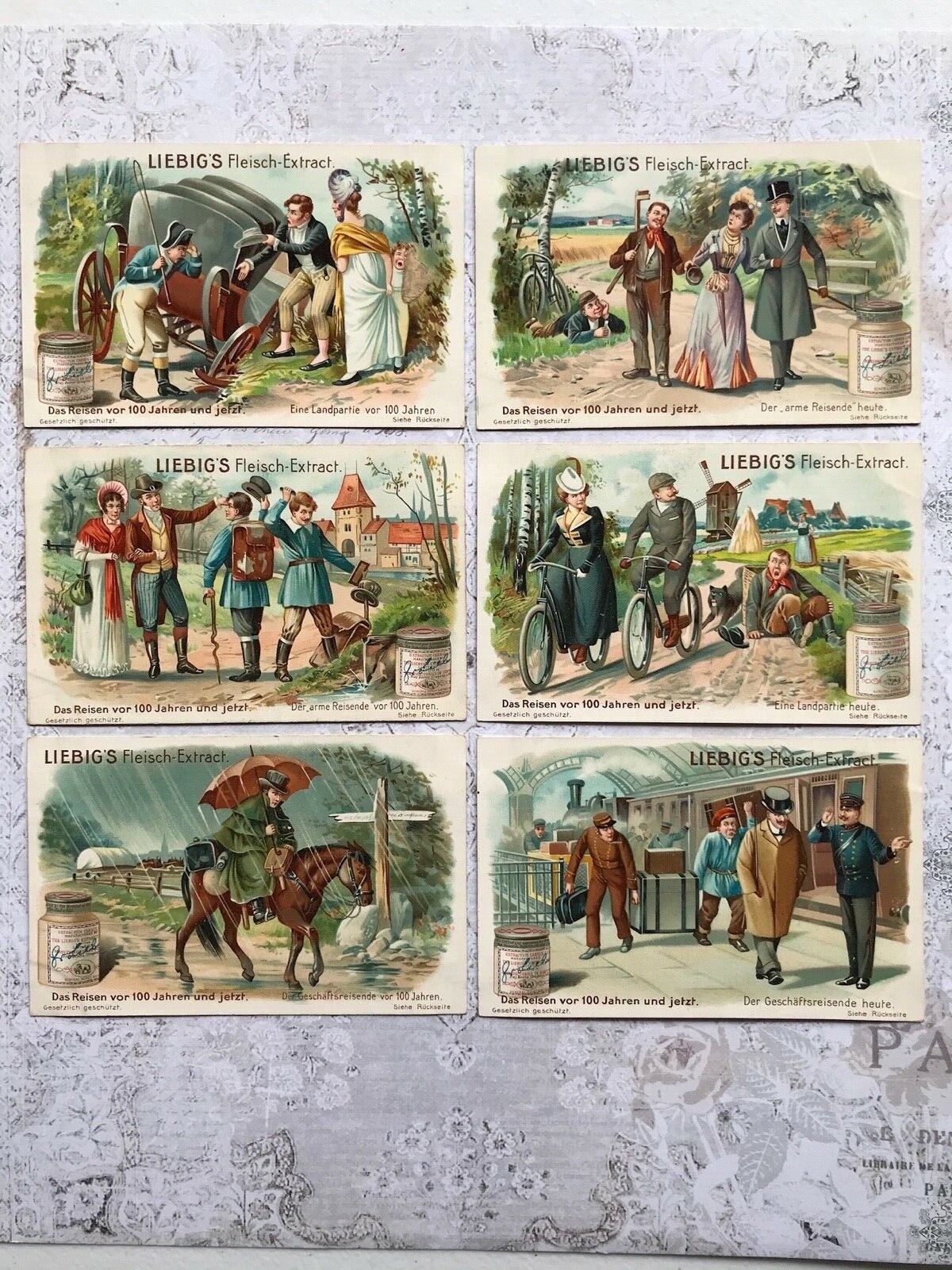 LIEBIG FULL SET 6 VINTAGE TRADE CARDS Original Ephemera