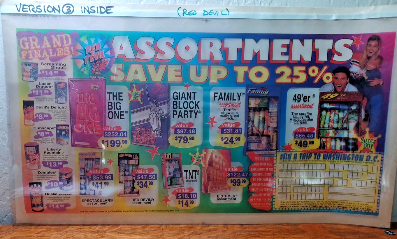 1997 Multi Layer Red Devil Fireworks Advertising Cell Layout 12″ x 21″ RRGSH3