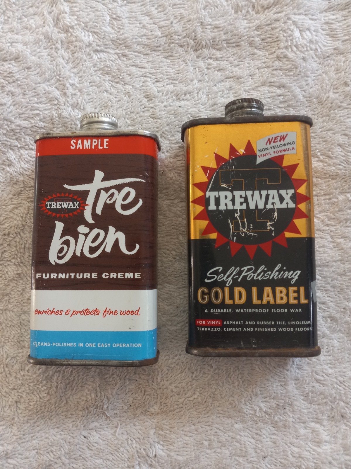 Vintage Trewax Gold Label Self Polishing Wax, And Trewax TreBien Furniture Creme