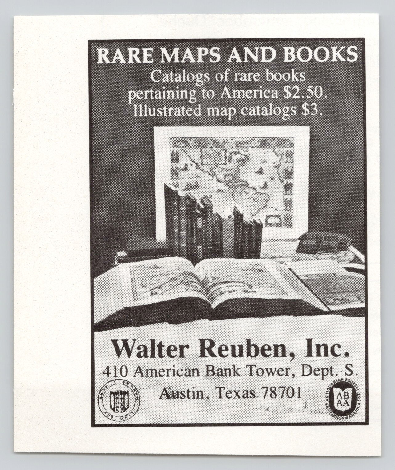 Rare Maps Books Walter Reuben Texas America Catalogs Illustrated 1979 Ad