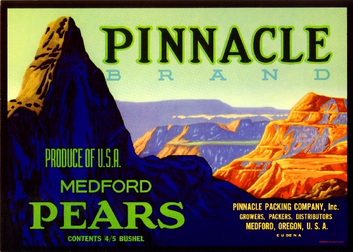 Medford Oregon Pinnacle Pear Fruit Crate Label Art Print
