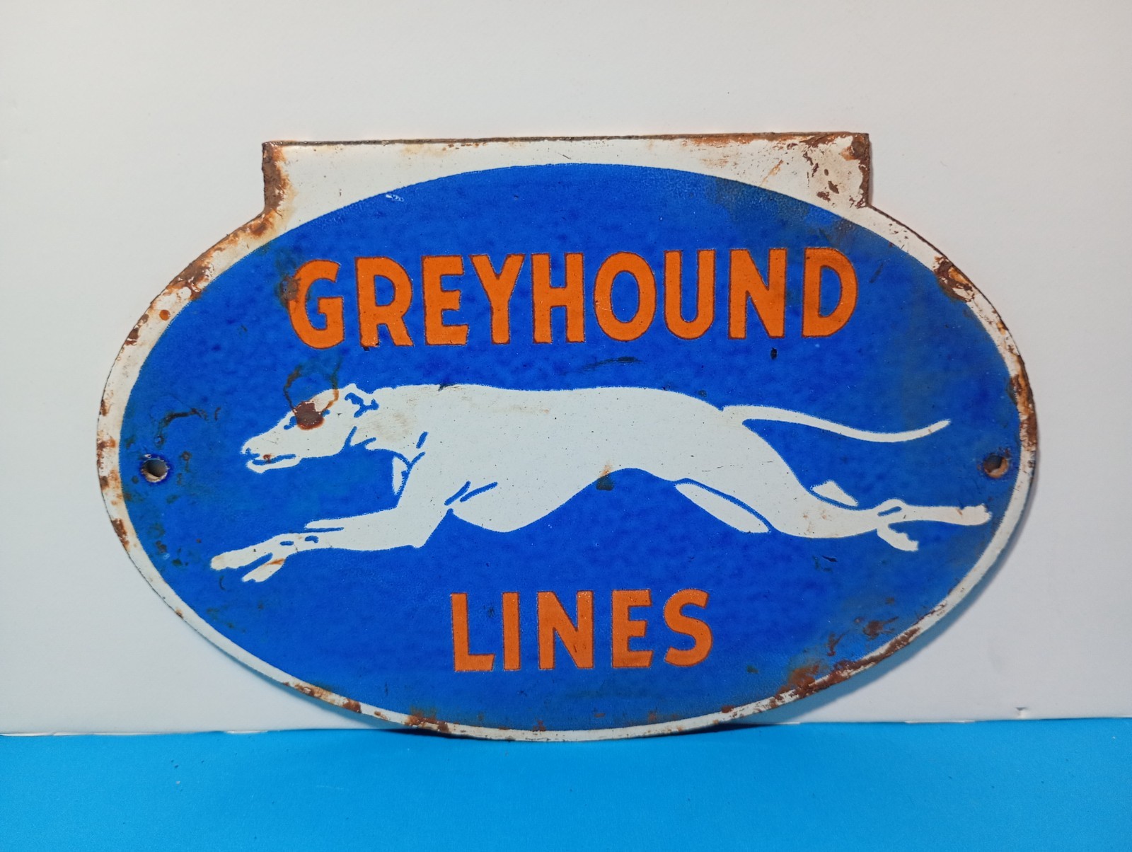 Vintage Greyhound lines Porcelain Enamel Sign 6″ x 4″ Inches