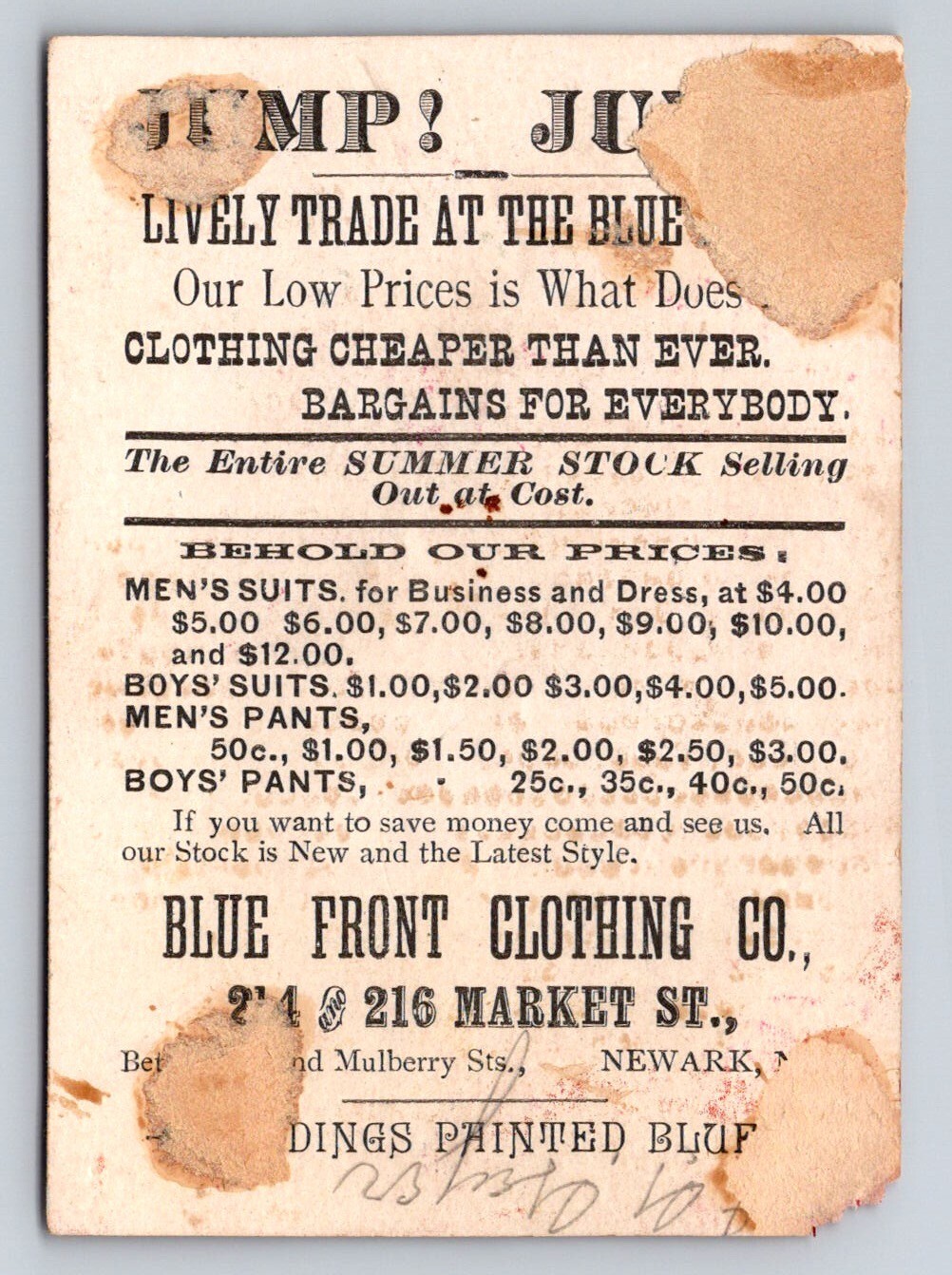 Blue Front Clothing Girl Hand Fan Bird Newark New Jersey P279