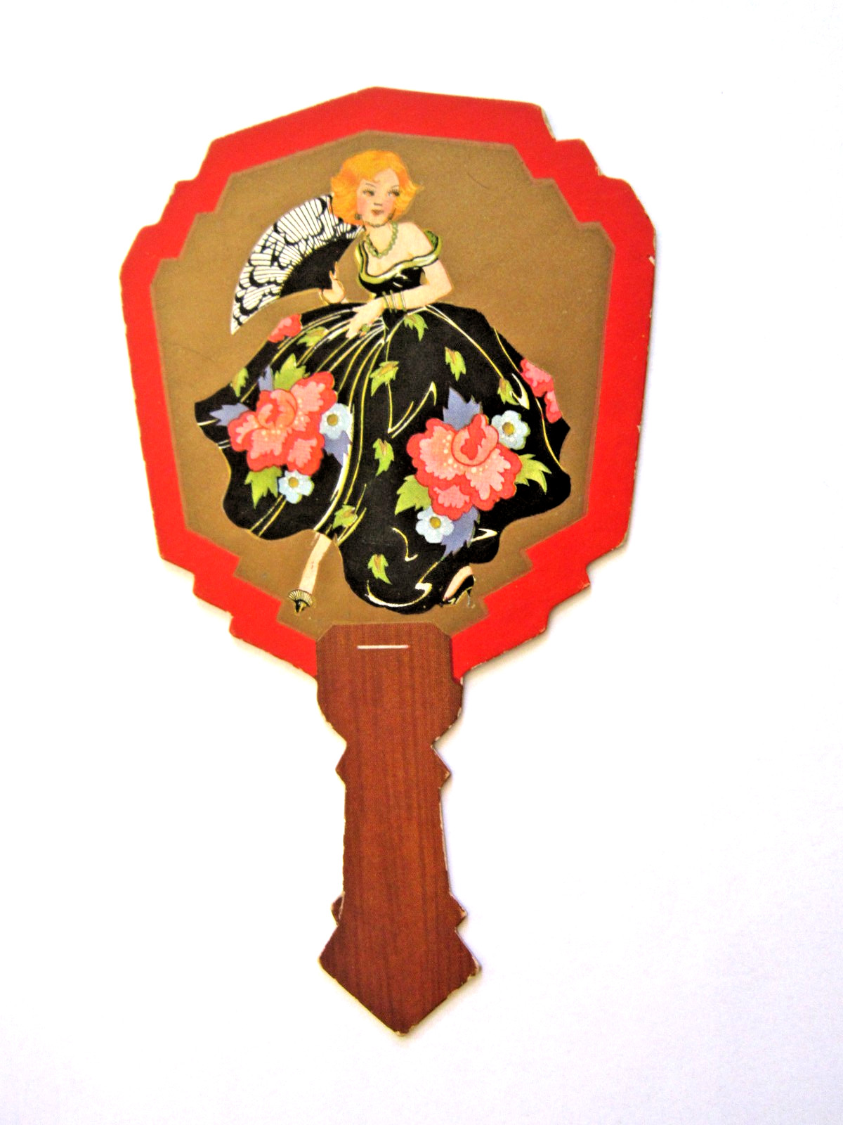 Vintage Art Deco Bridge Score Card Miniature Advertising Hand Fan